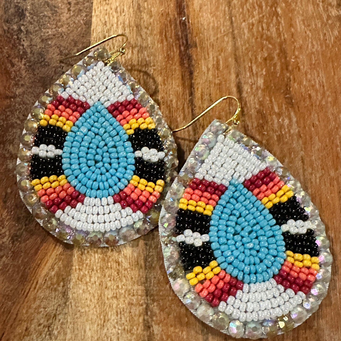 Boho Tribal Vibrant Southwestern Teardrop Beaded Dangle Earrings, Gift Box