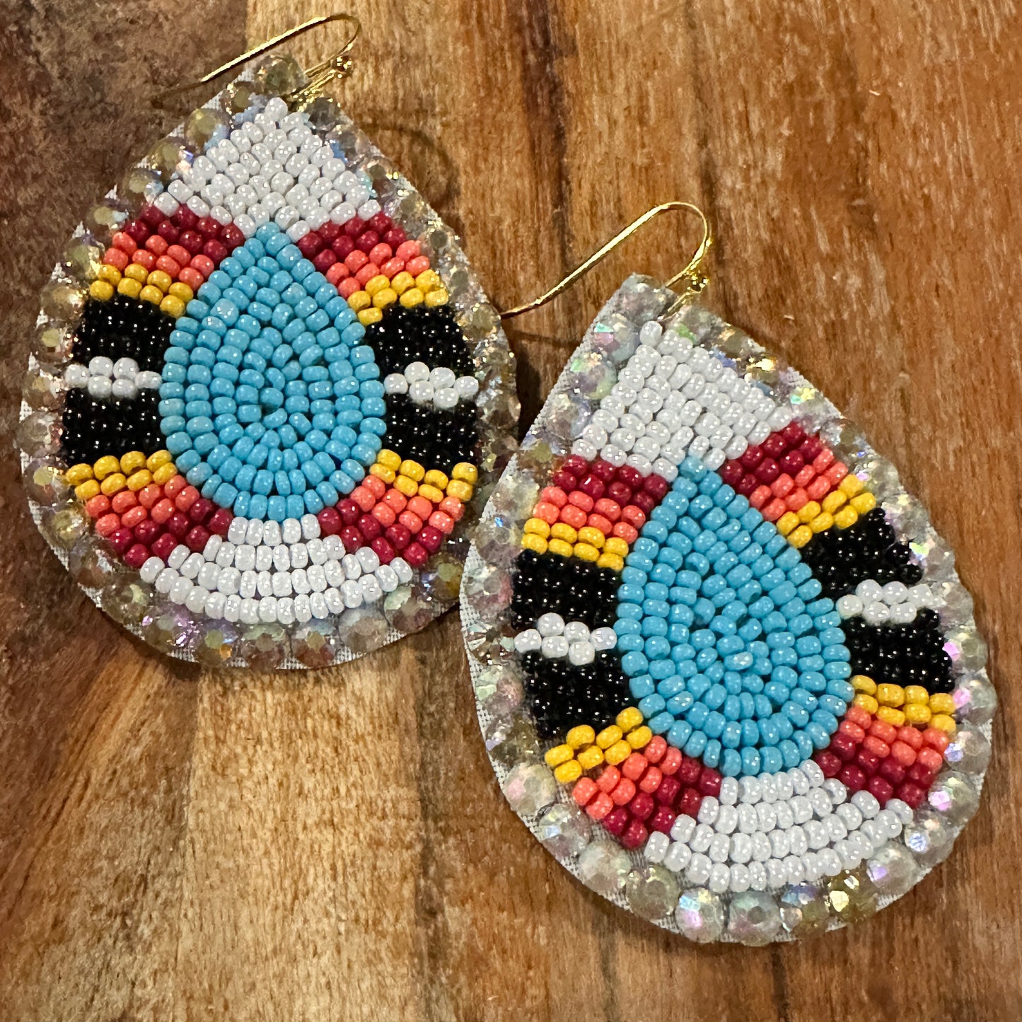 Boho Tribal Vibrant Southwestern Teardrop Beaded Dangle Earrings, Gift Box