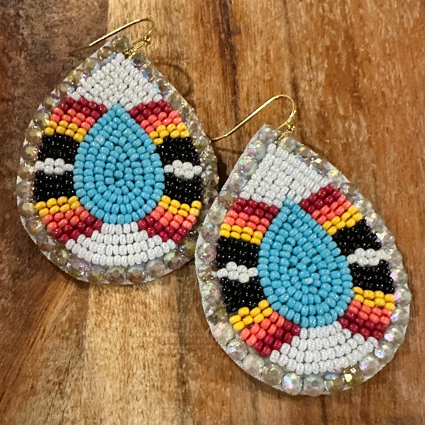 Boho Tribal Vibrant Southwestern Teardrop Beaded Dangle Earrings, Gift Box