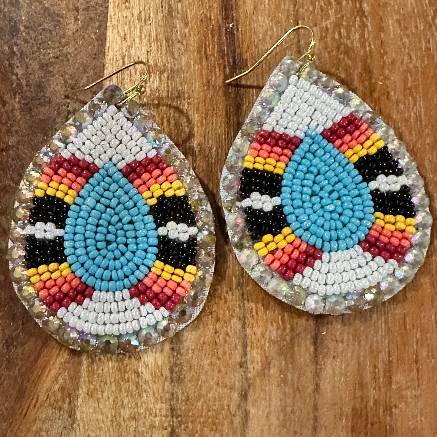 Boho Tribal Vibrant Southwestern Teardrop Beaded Dangle Earrings, Gift Box