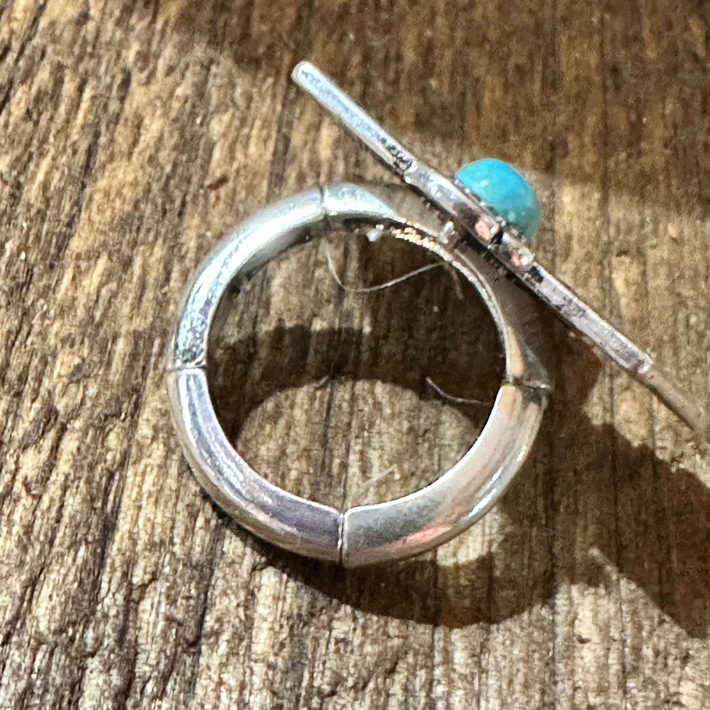 Boho Native American Thunderbird Turquoise Stretch Ring, Gift Box