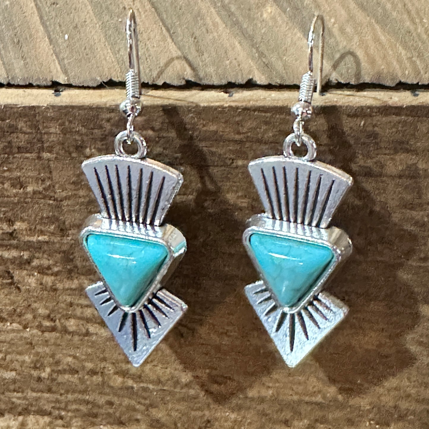 Squash Faux Turquoise Necklace and Earrings Set in Mixed Metals