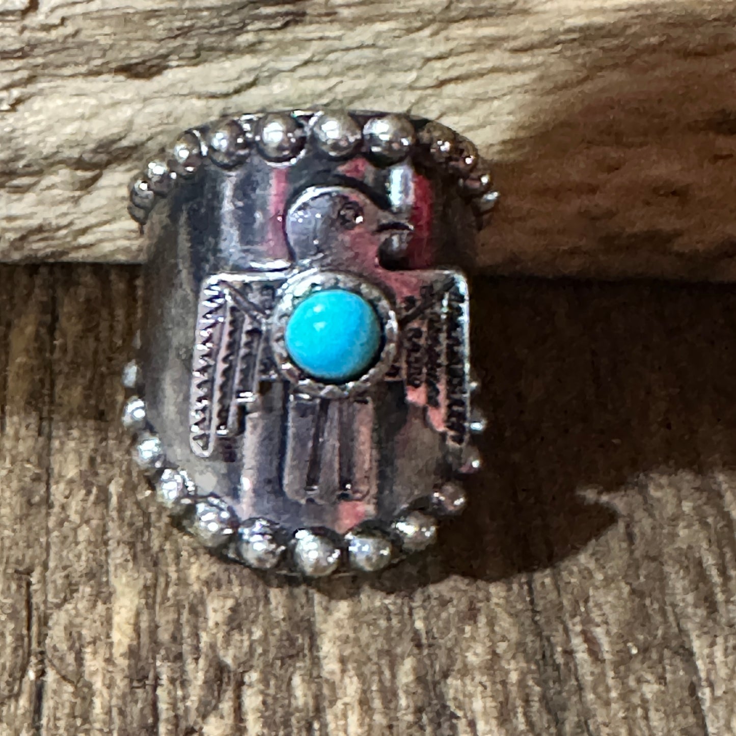 Boho Native American Thunderbird Metal Ring, Adjustable, Gift Box