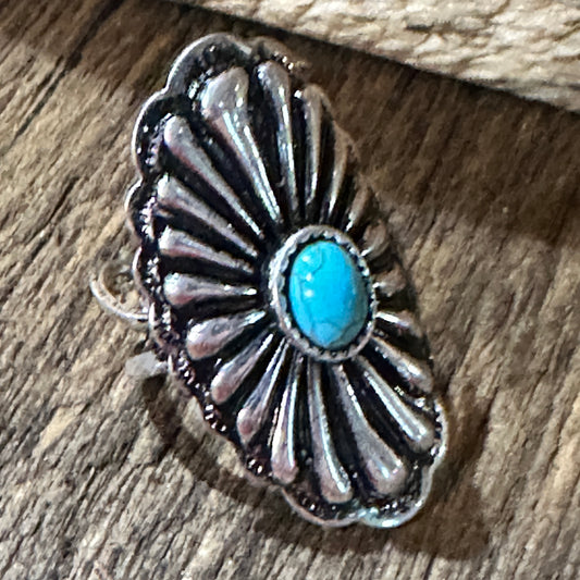 Boho Chic Conch Rustic Charm Adjustable Western Metal Ring, Gift Box