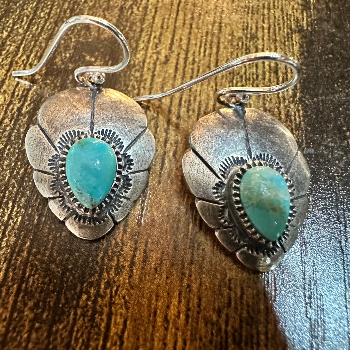 Native American Turquoise Dreamcatcher Wire Drop Earrings in Sterling Silver, Gift Box