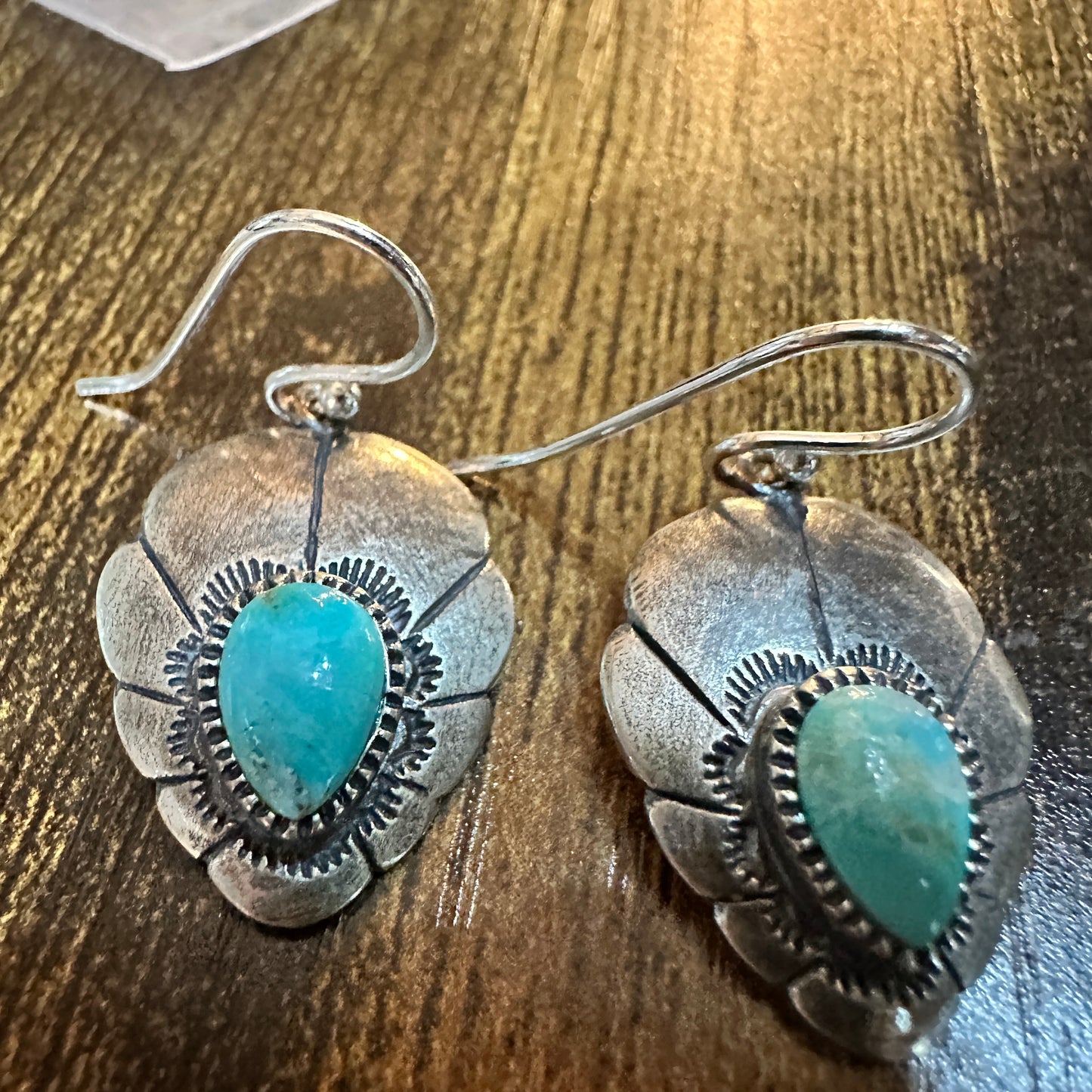 Native American Turquoise Dreamcatcher Wire Drop Earrings in Sterling Silver, Gift Box