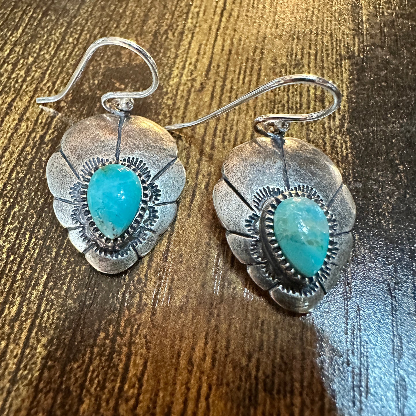 Native American Turquoise Dreamcatcher Wire Drop Earrings in Sterling Silver, Gift Box