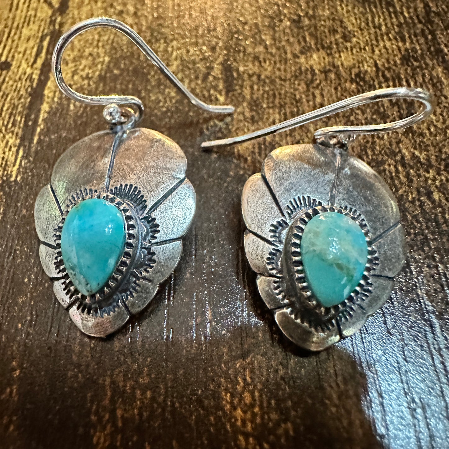 Native American Turquoise Dreamcatcher Wire Drop Earrings in Sterling Silver, Gift Box