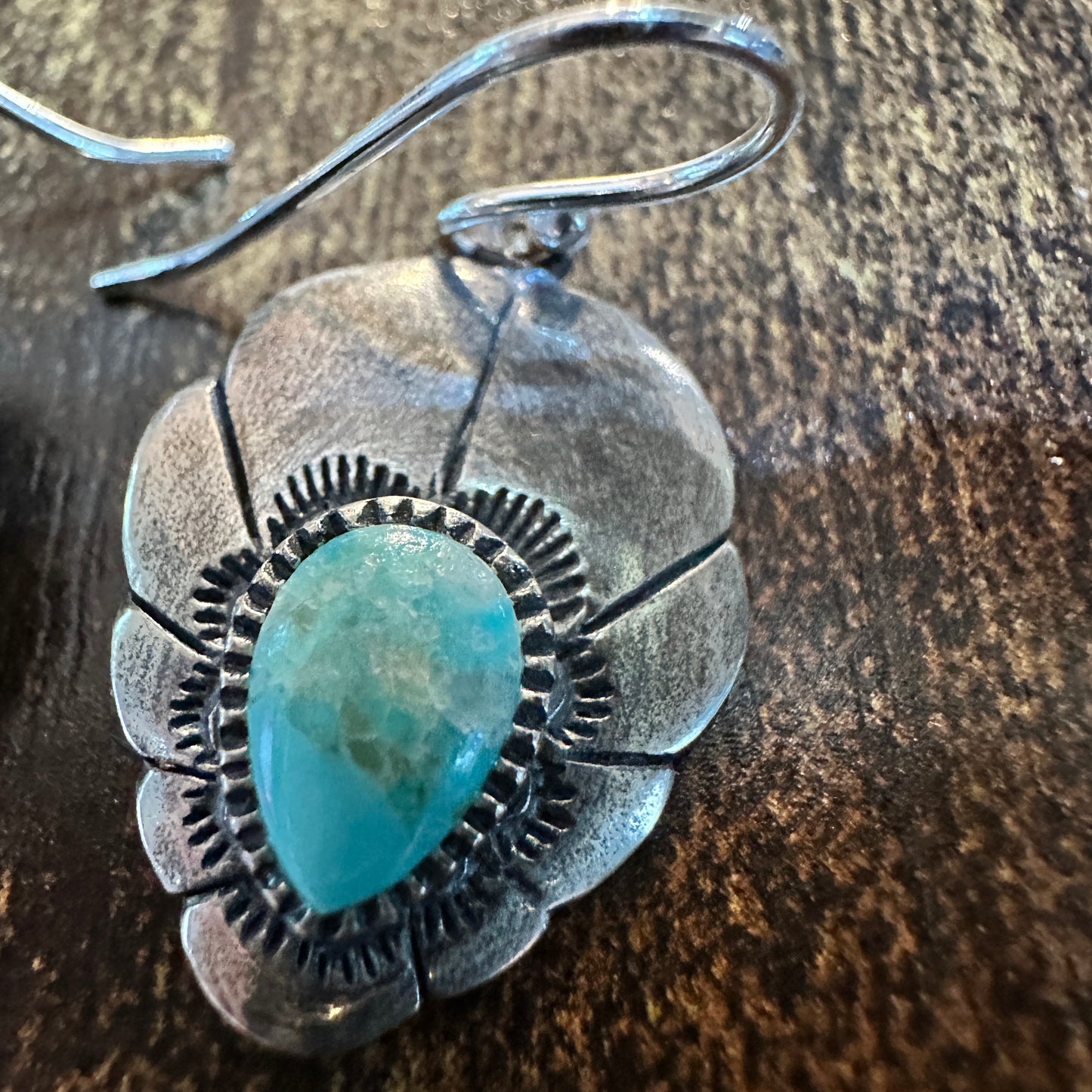 Native American Turquoise Dreamcatcher Wire Drop Earrings in Sterling Silver, Gift Box