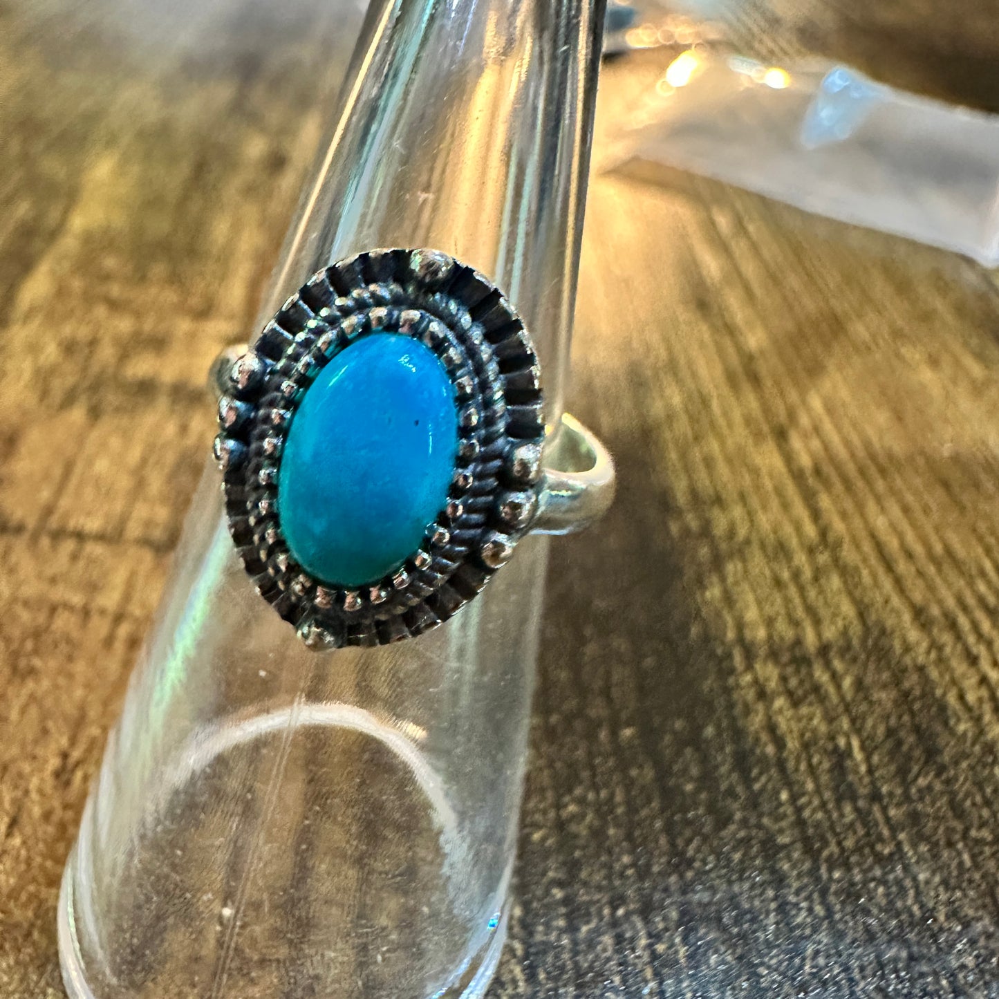 Boho Native American Turquoise Elegance: Adjustable Sterling Silver Ring, Gift Box