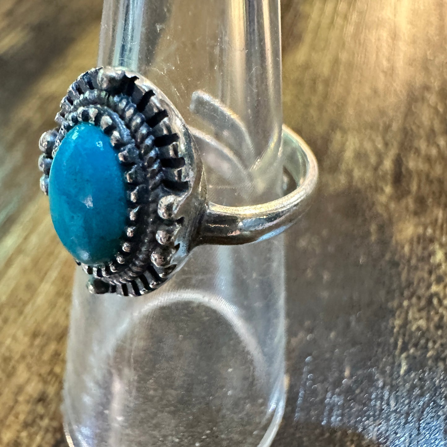 Boho Native American Turquoise Elegance: Adjustable Sterling Silver Ring, Gift Box