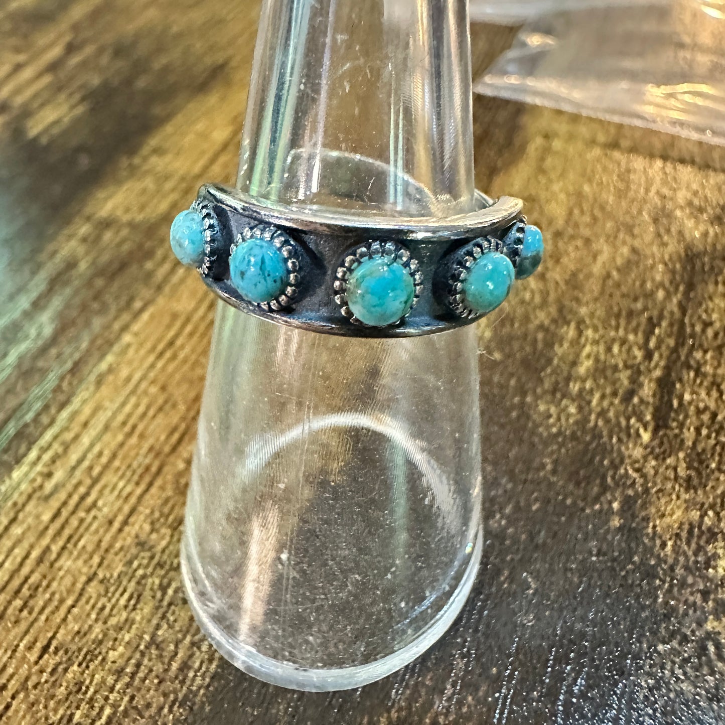 Boho Native American Turquoise Elegance  Adjustable Sterling Silver Ring Band, Gift Box
