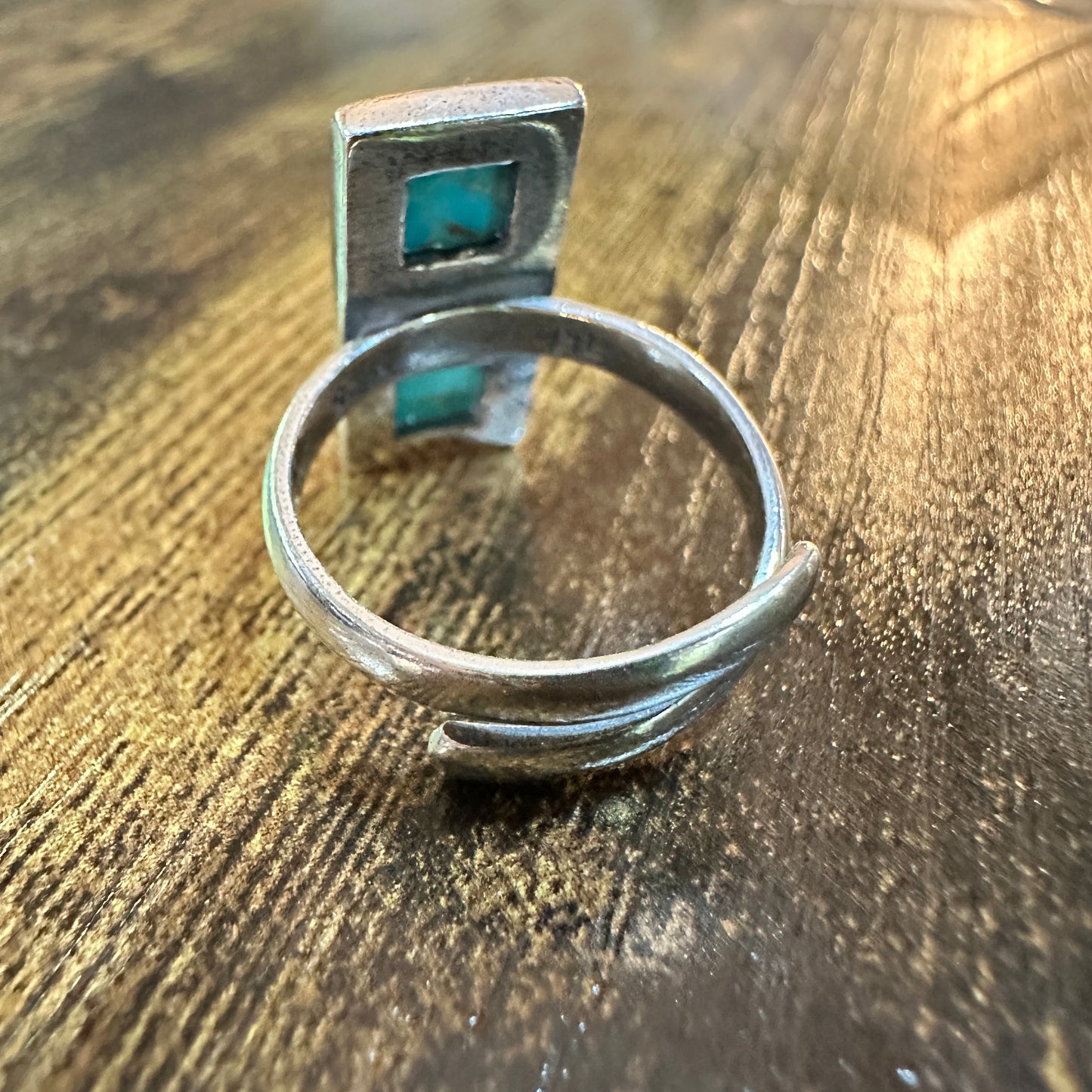 Boho Native American Turquoise Dream Sterling Silver Adjustable Ring, Gift Box