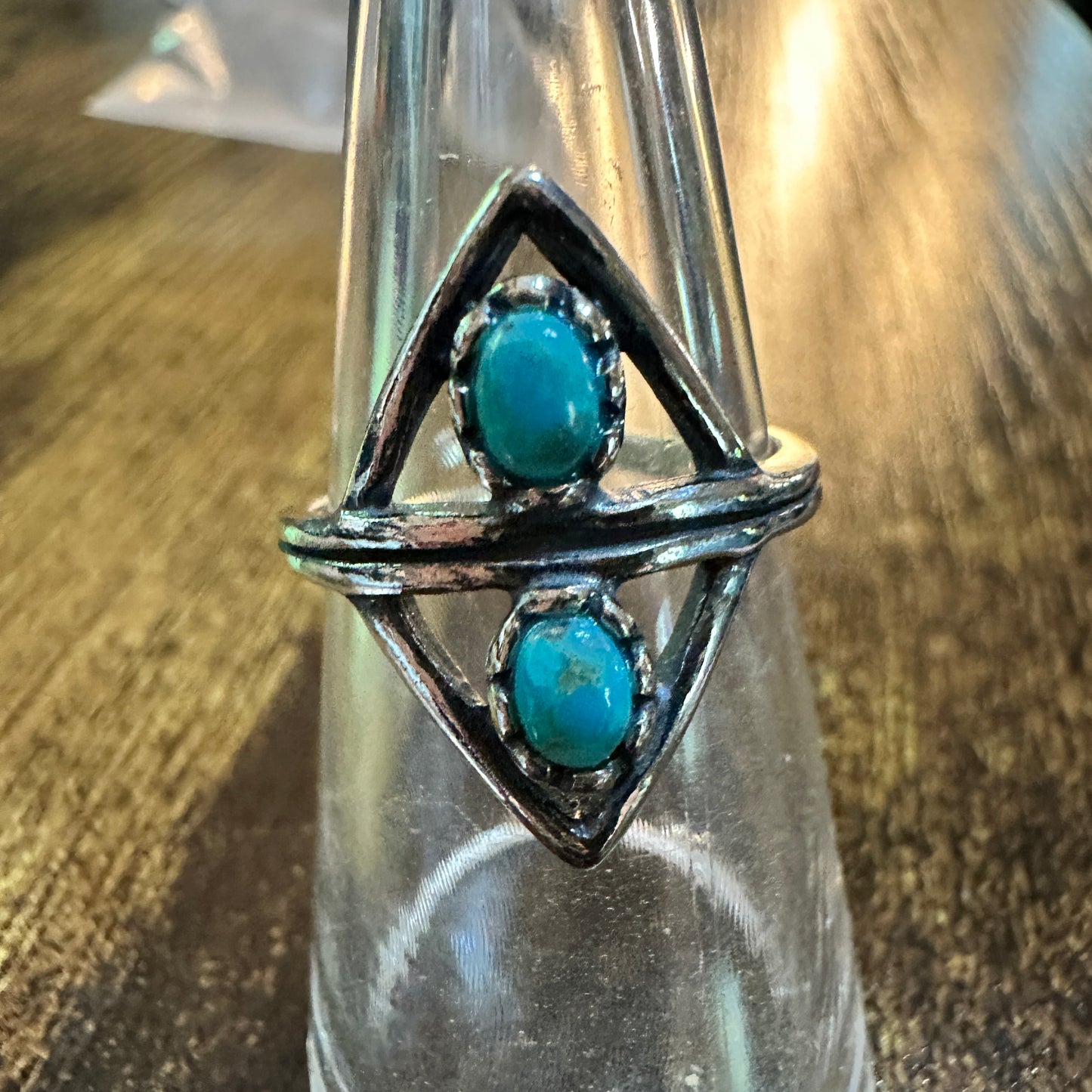Boho Native American Turquoise Serenity Adjustable Sterling Silver Ring, Gift Box