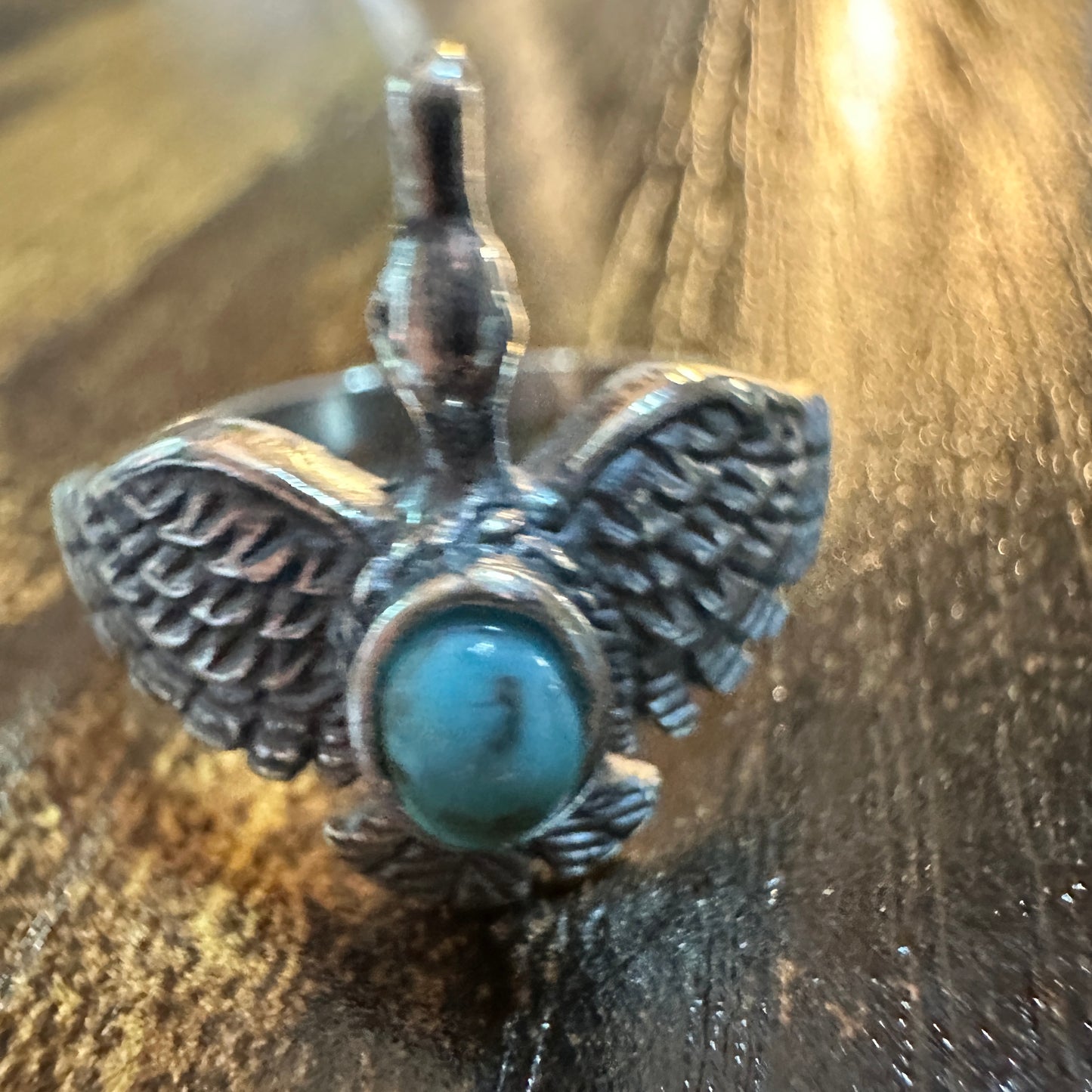 Boho Chic Native American Guardian Hawk Turquoise Ring: Size 7, 8,10, Gift Box