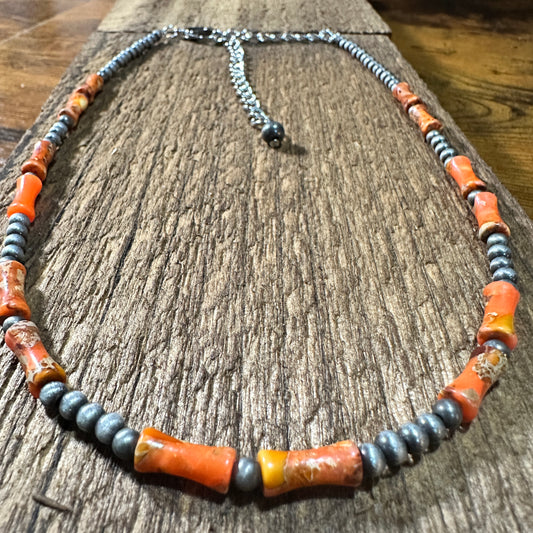 Handmade Navajo Bead Gemstone Necklace 738992 16 Inches