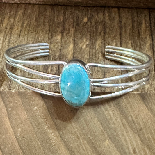 Navajo Turquoise Spiny Sterling Silver Bracelet Loop Cuff Stamped Begay