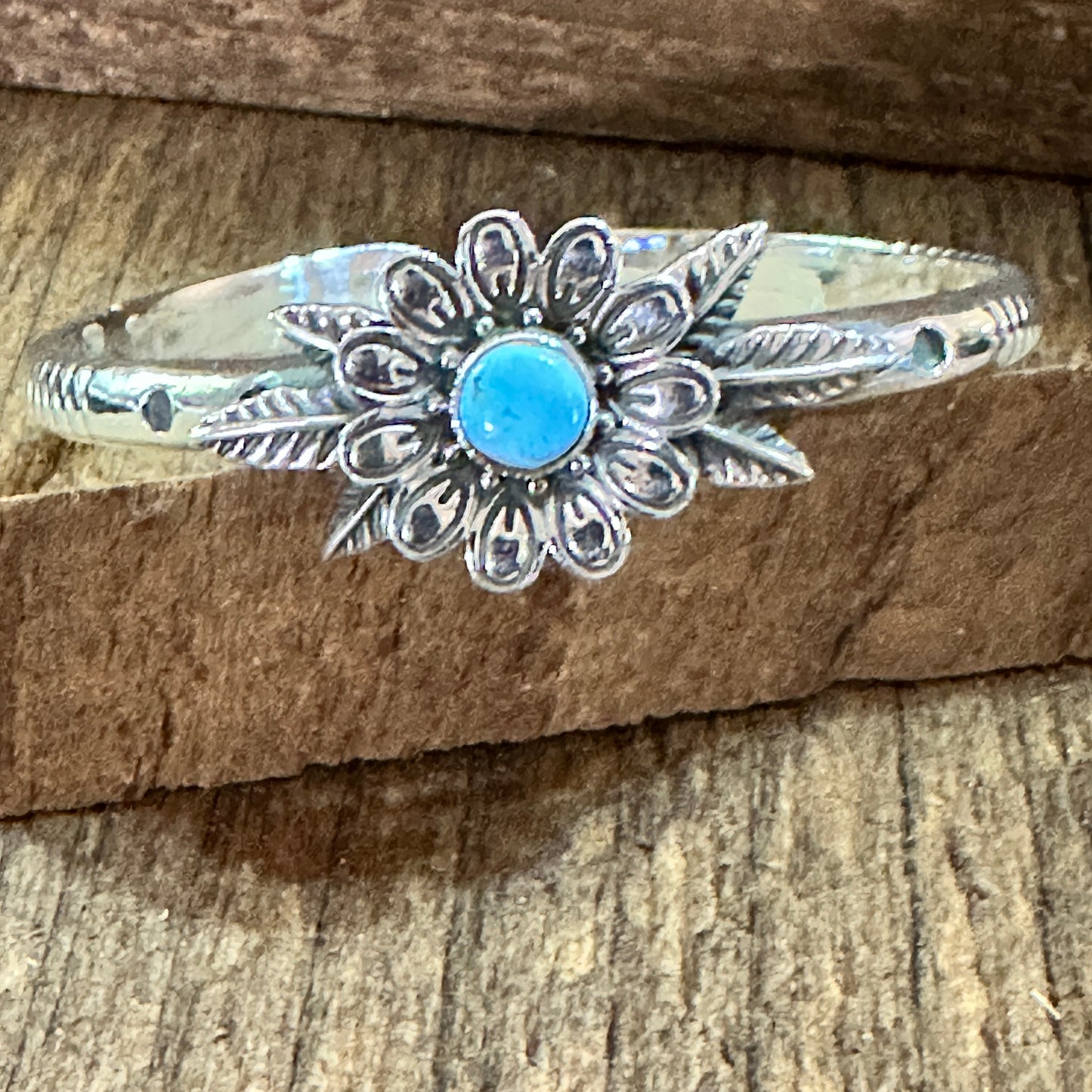 Handmade Flower Golden Hills Turquoise & Sterling Silver Cuff Bracelet, Natural Stone