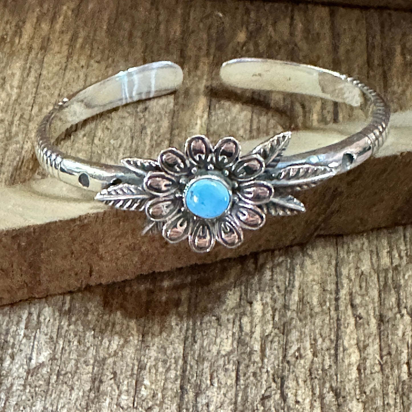 Handmade Flower Golden Hills Turquoise & Sterling Silver Cuff Bracelet, Natural Stone