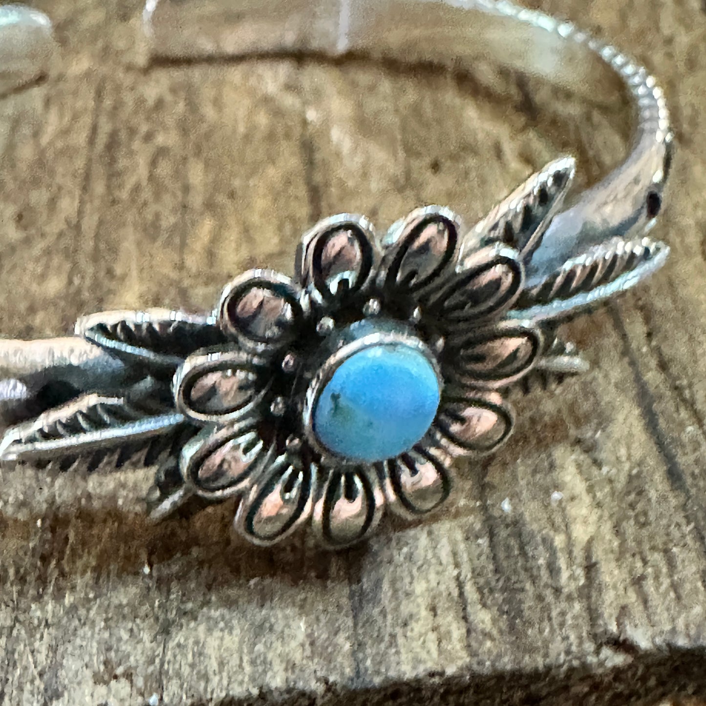 Handmade Flower Golden Hills Turquoise & Sterling Silver Cuff Bracelet, Natural Stone