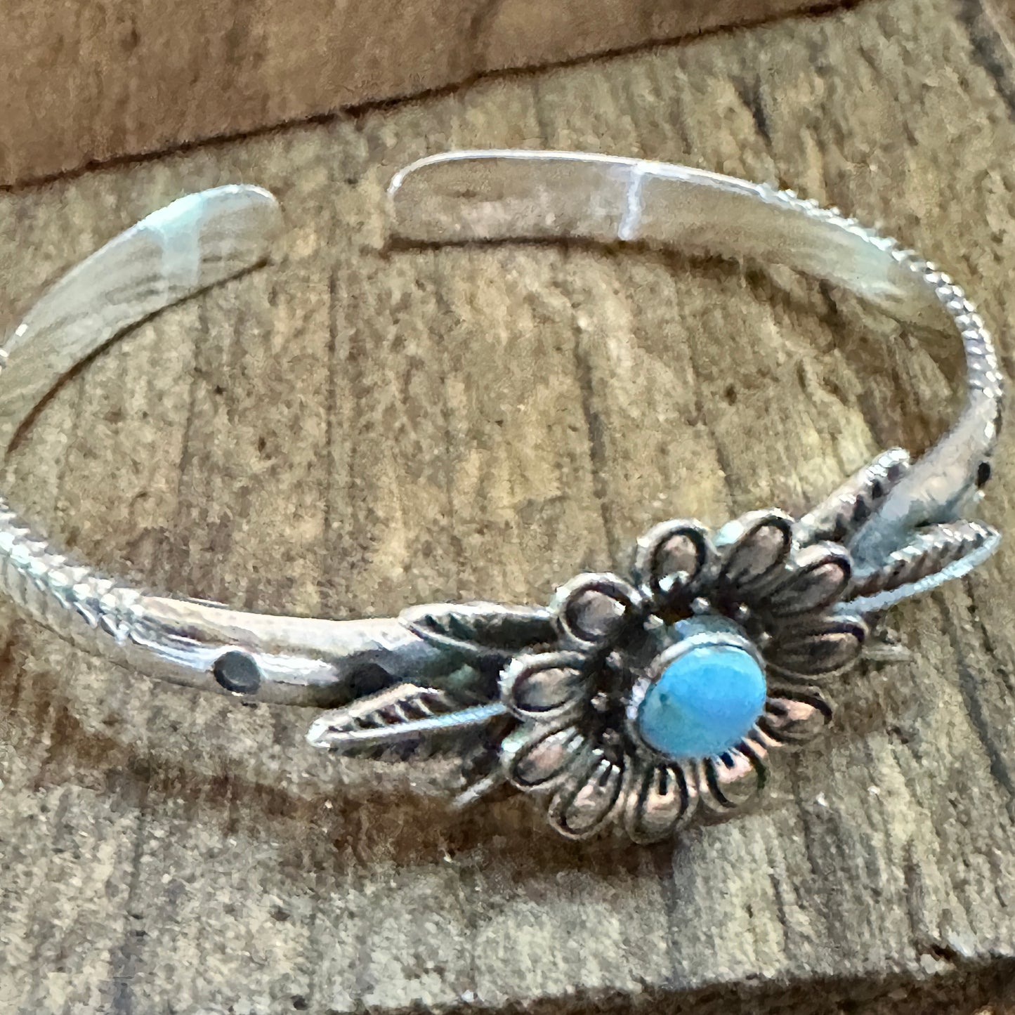 Handmade Flower Golden Hills Turquoise & Sterling Silver Cuff Bracelet, Natural Stone