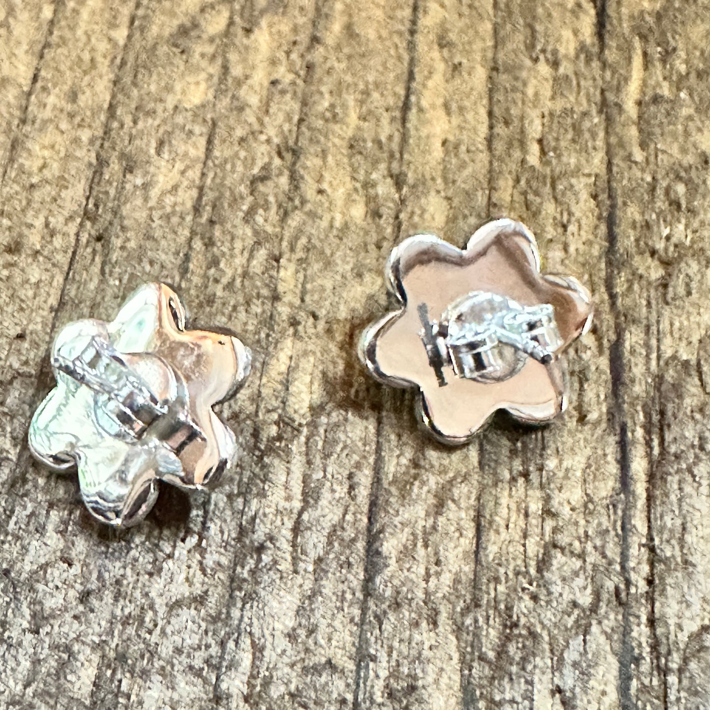 Handmade Kingman Turquoise Flower Stud Earrings 925 Sterling Silver