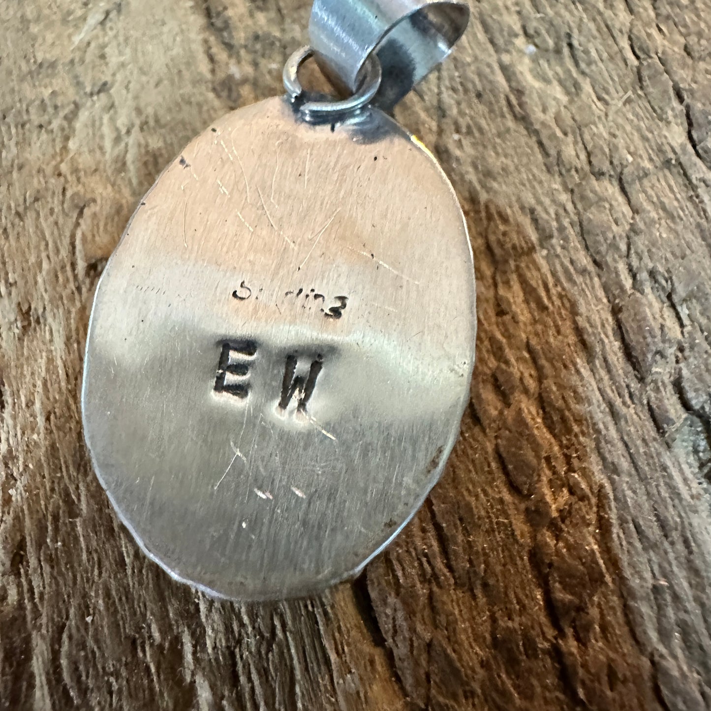 Navajo Sterling Silver Sonoran Gold Turquoise Pendant Signed