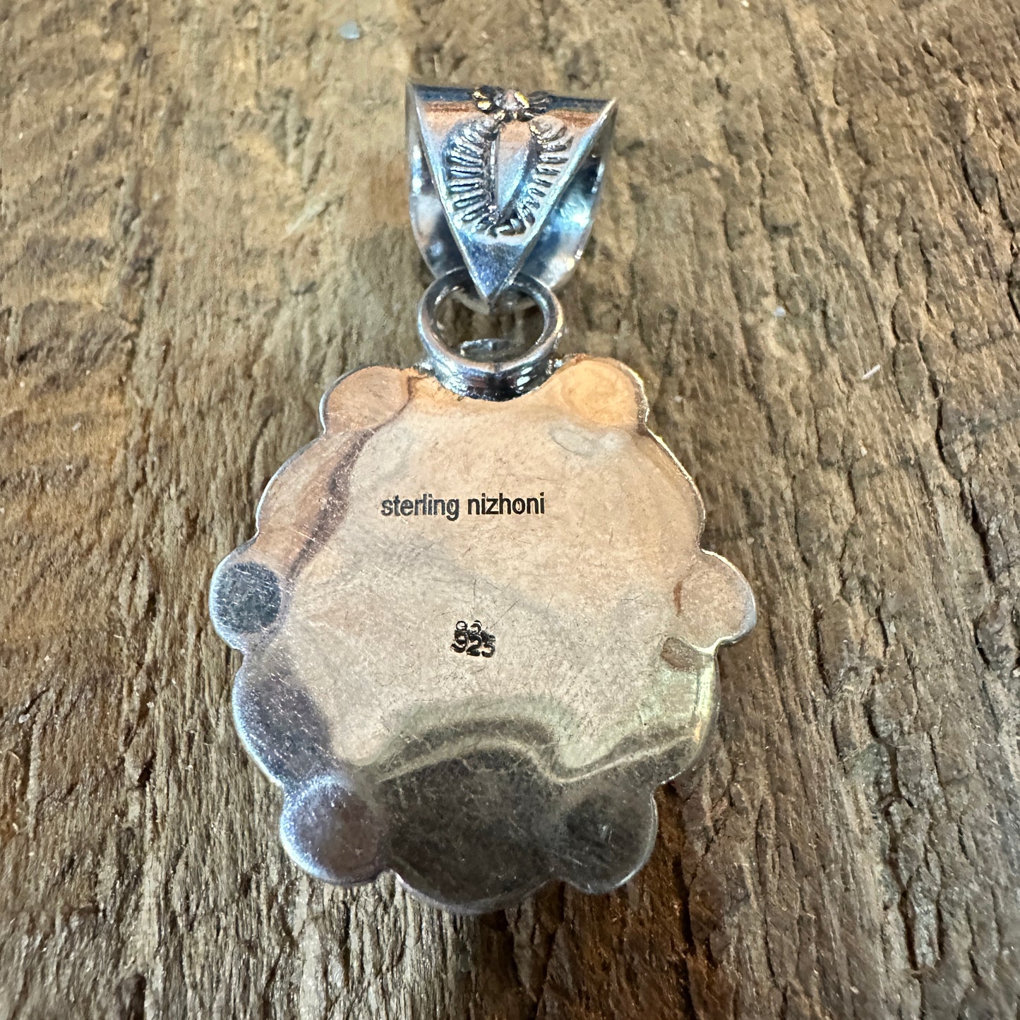 Handmade Kingman Turquoise Pendant 925 Sterling Silver Signed Nizhoni