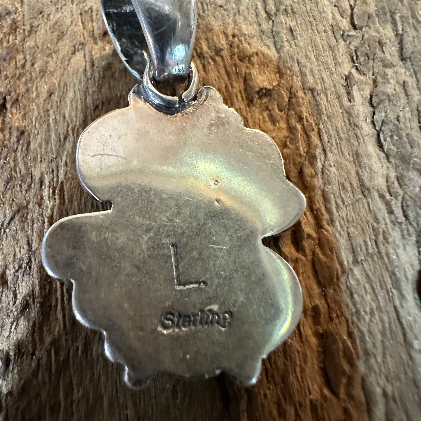 Navajo Turquoise Sterling Silver Pendant Signed By Artist