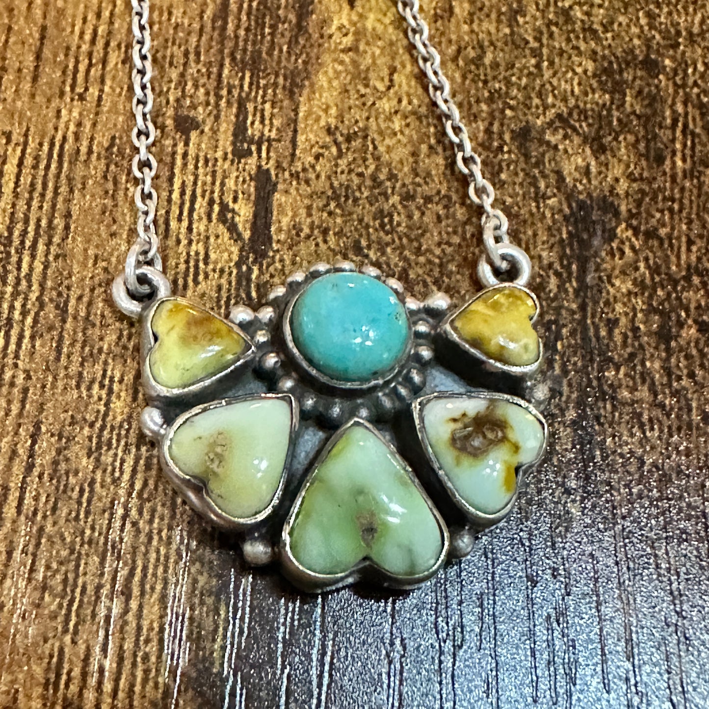 Nizhoni Crescent Heart Turquoise Necklace 925 Sterling Silver Signed