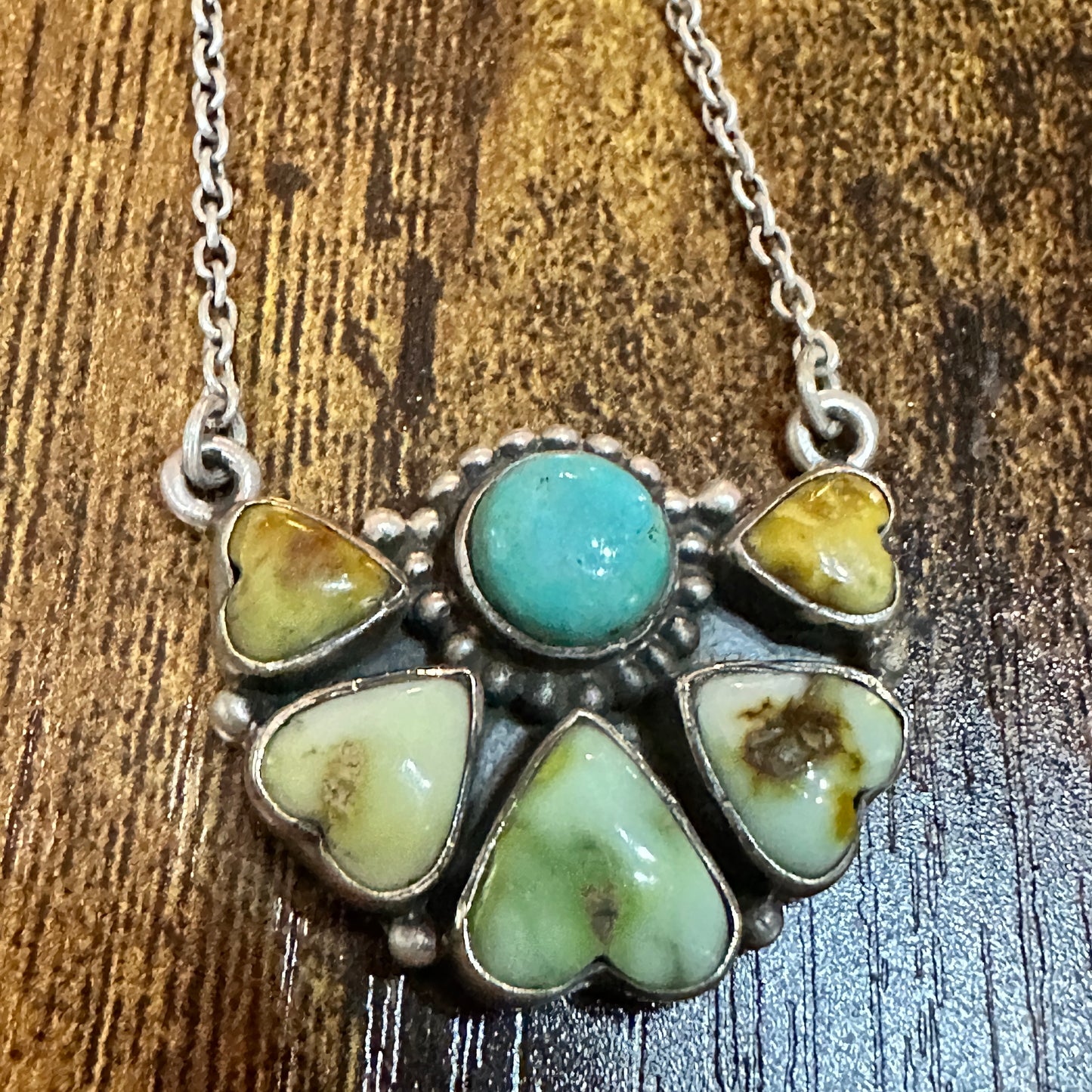 Nizhoni Crescent Heart Turquoise Necklace 925 Sterling Silver Signed