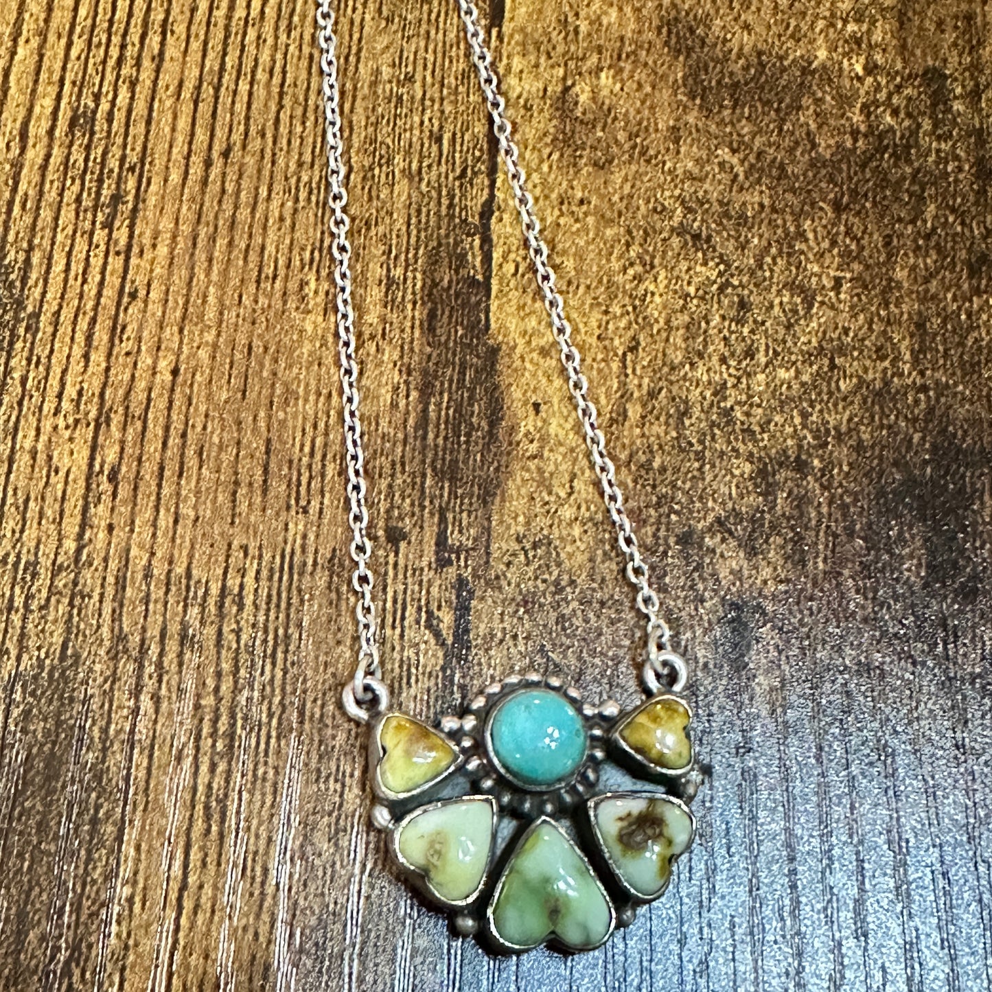 Nizhoni Crescent Heart Turquoise Necklace 925 Sterling Silver Signed