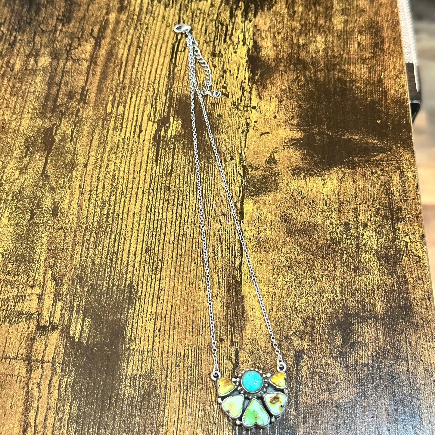 Nizhoni Crescent Heart Turquoise Necklace 925 Sterling Silver Signed