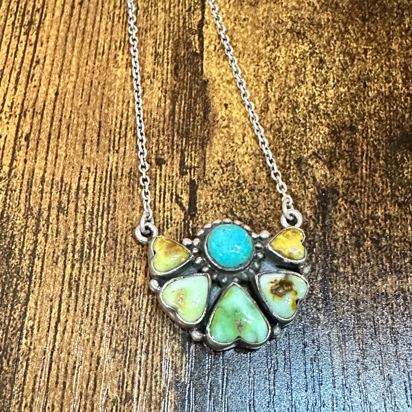 Nizhoni Crescent Heart Turquoise Necklace 925 Sterling Silver Signed