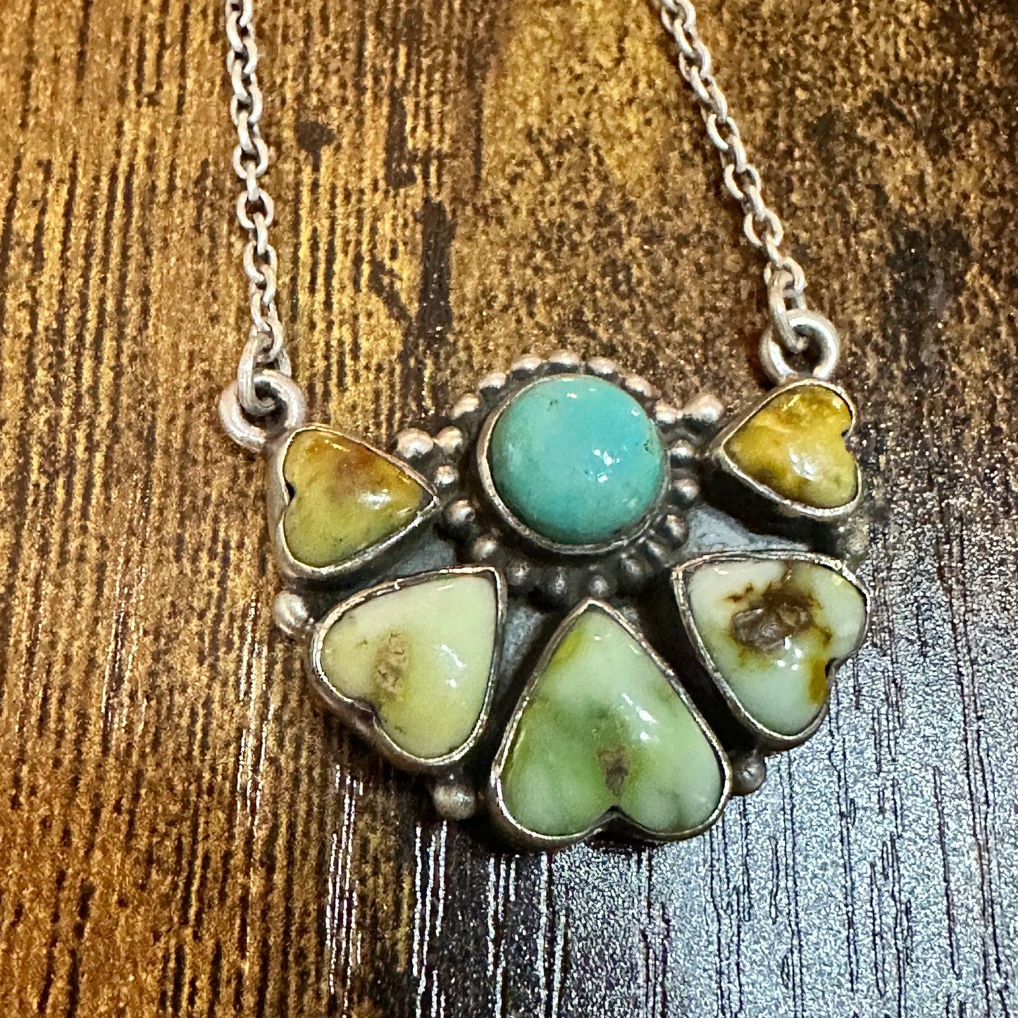 Nizhoni Crescent Heart Turquoise Necklace 925 Sterling Silver Signed