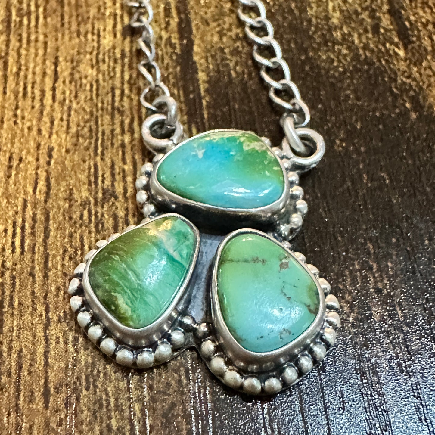 Handmade Sterling Silver Kingman Turquoise Necklace Signed Nizhoni