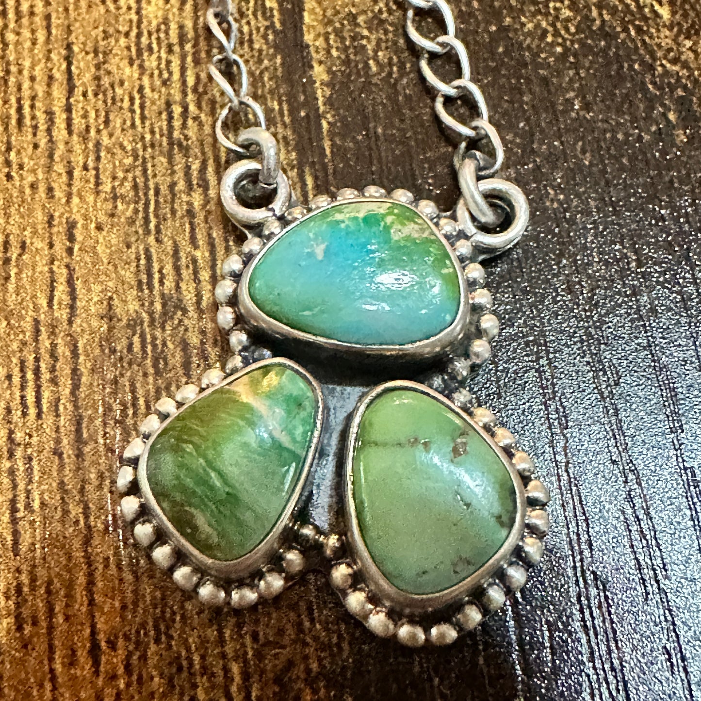 Handmade Sterling Silver Kingman Turquoise Necklace Signed Nizhoni