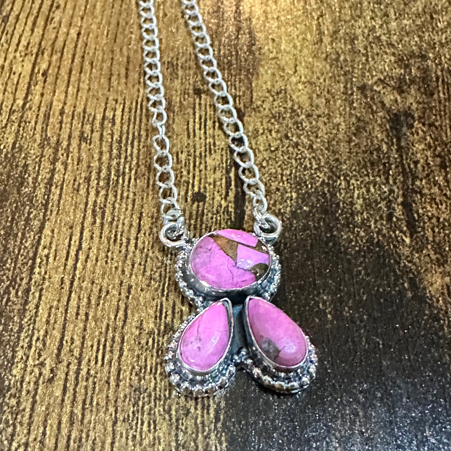 Navajo Sterling Silver Cotton Candy Cluster Necklace With Natural Stones Signed