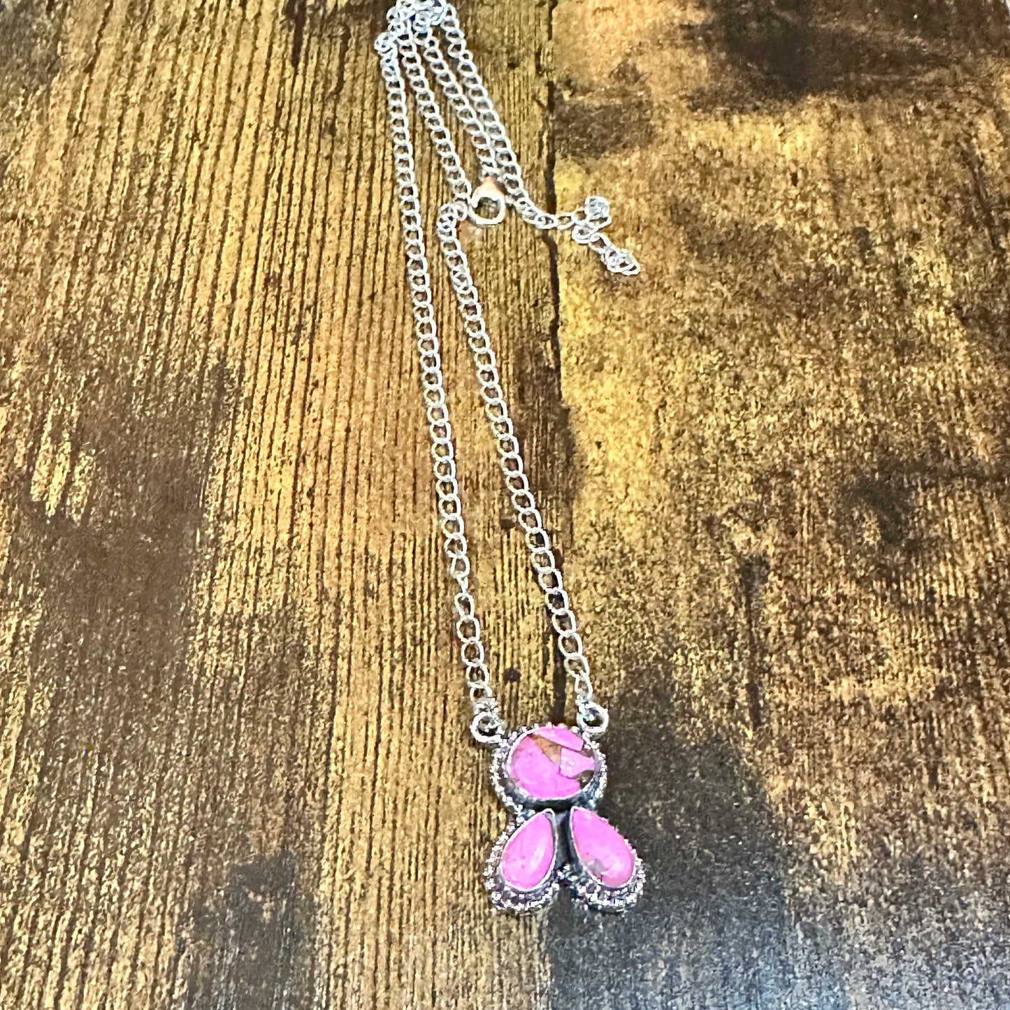 Navajo Sterling Silver Cotton Candy Cluster Necklace With Natural Stones Signed