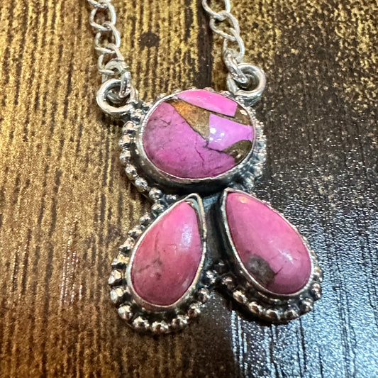 Navajo Sterling Silver Cotton Candy Cluster Necklace With Natural Stones Signed