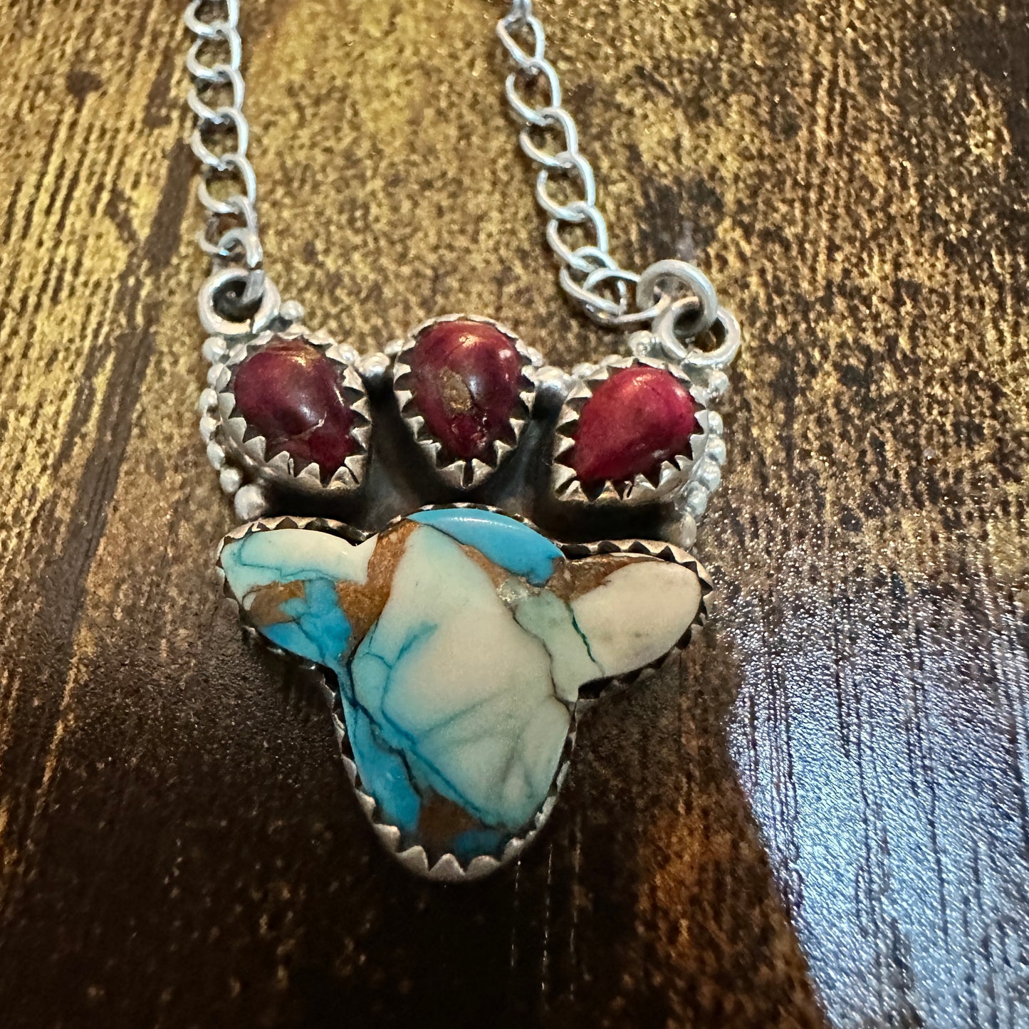 Kingman Dahlia Rose Necklace , 925 Sterling Silver, Signed