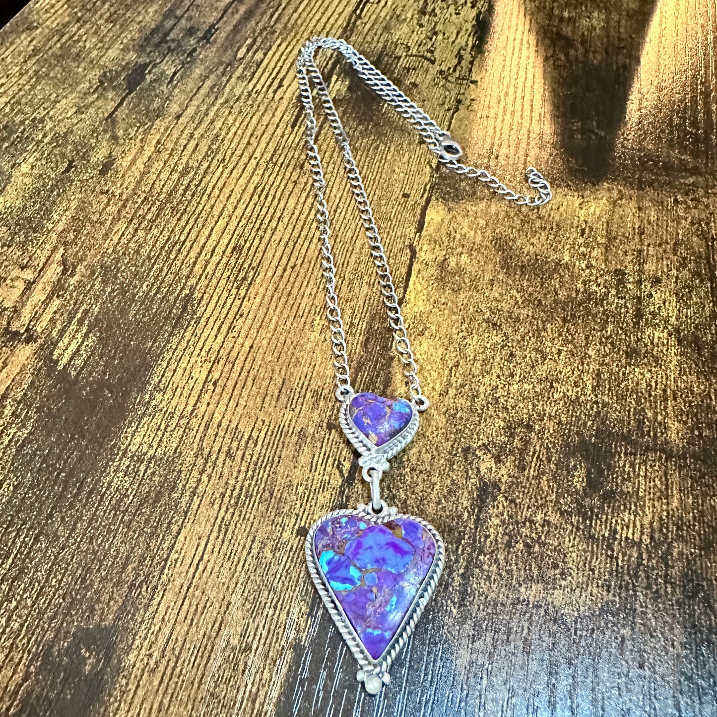 Handmade Purple Kingman Mojave Necklace 925 Sterling Silver Signed