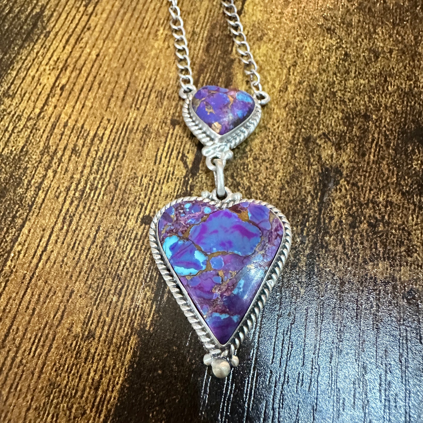 Handmade Purple Kingman Mojave Necklace 925 Sterling Silver Signed