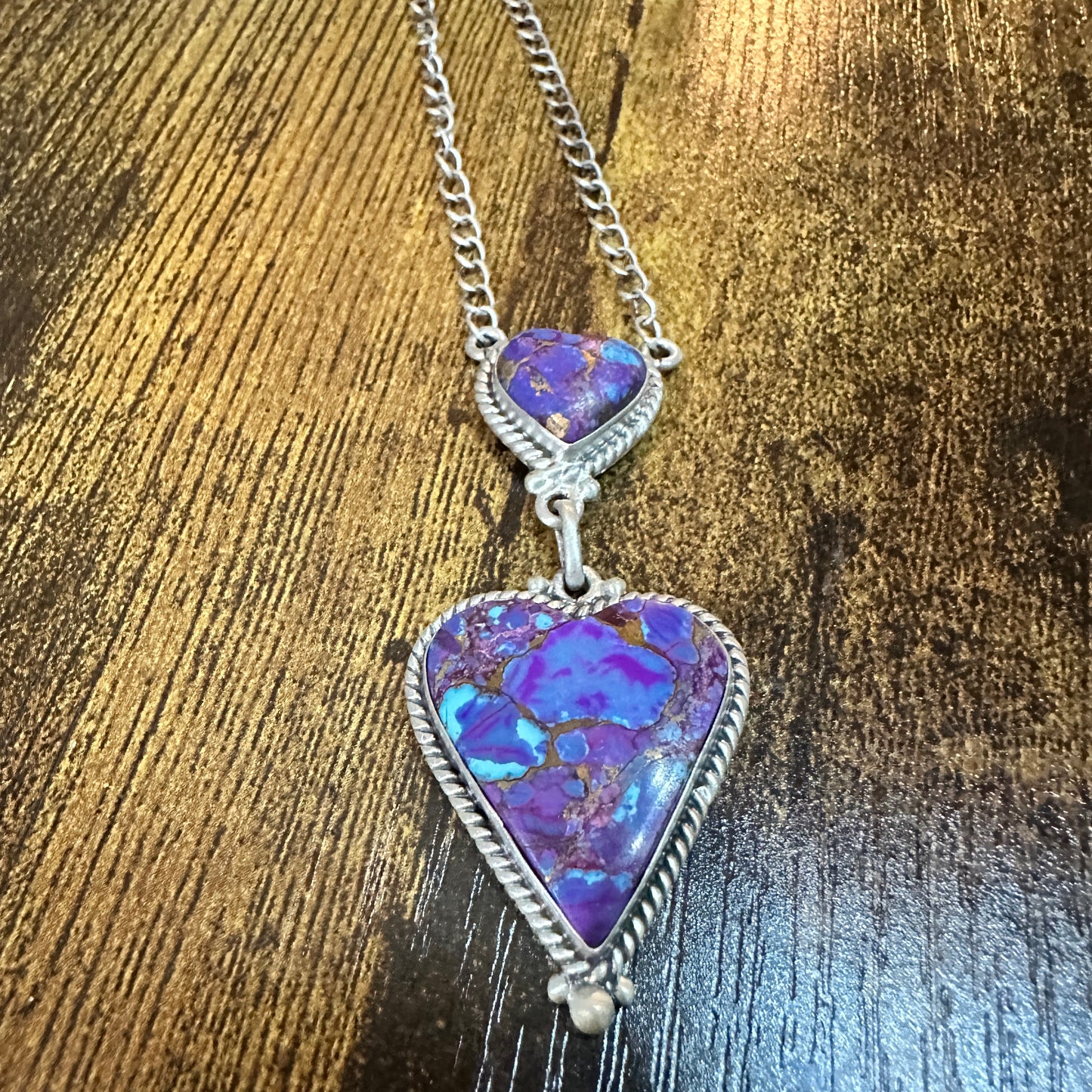 Handmade Purple Kingman Mojave Necklace 925 Sterling Silver Signed