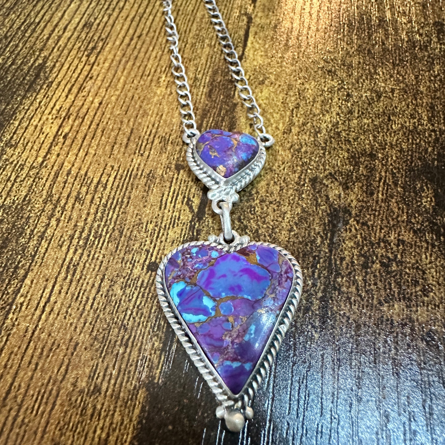 Handmade Purple Kingman Mojave Necklace 925 Sterling Silver Signed