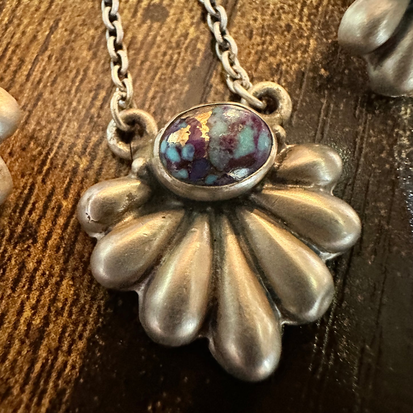 Purple Mojave Turquoise Necklace And Stud Earrings Set, 925 Sterling Silver