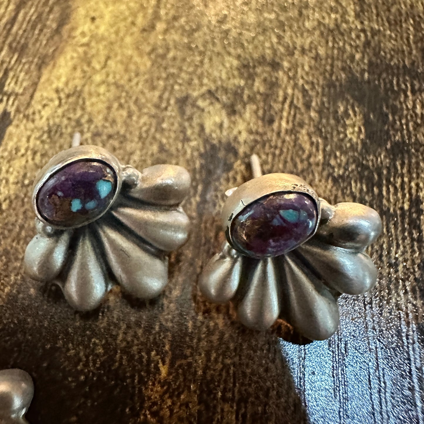 Purple Mojave Turquoise Necklace And Stud Earrings Set, 925 Sterling Silver