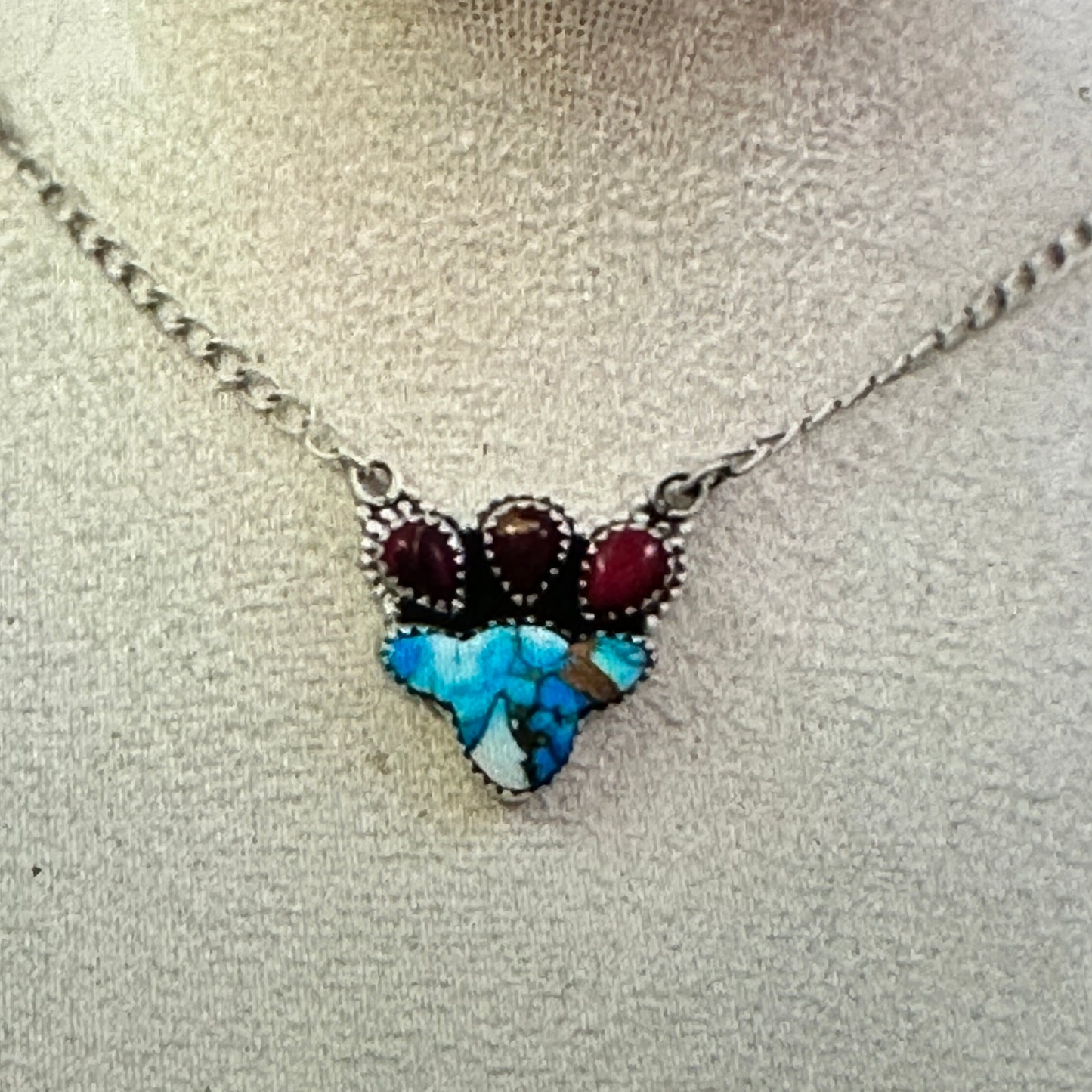 Kingman Dahlia Rose Necklace , 925 Sterling Silver, Signed