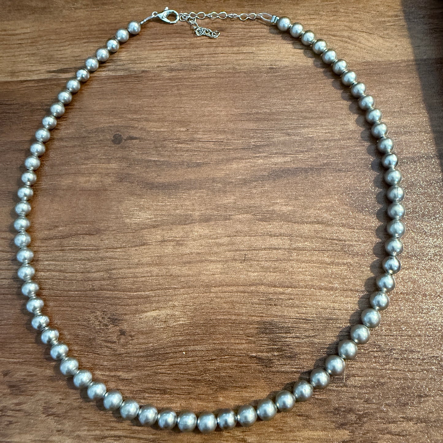 Handcrafted Western Chic, 16 Inch Silver Plated Beads Necklace with 3 Inch Extender