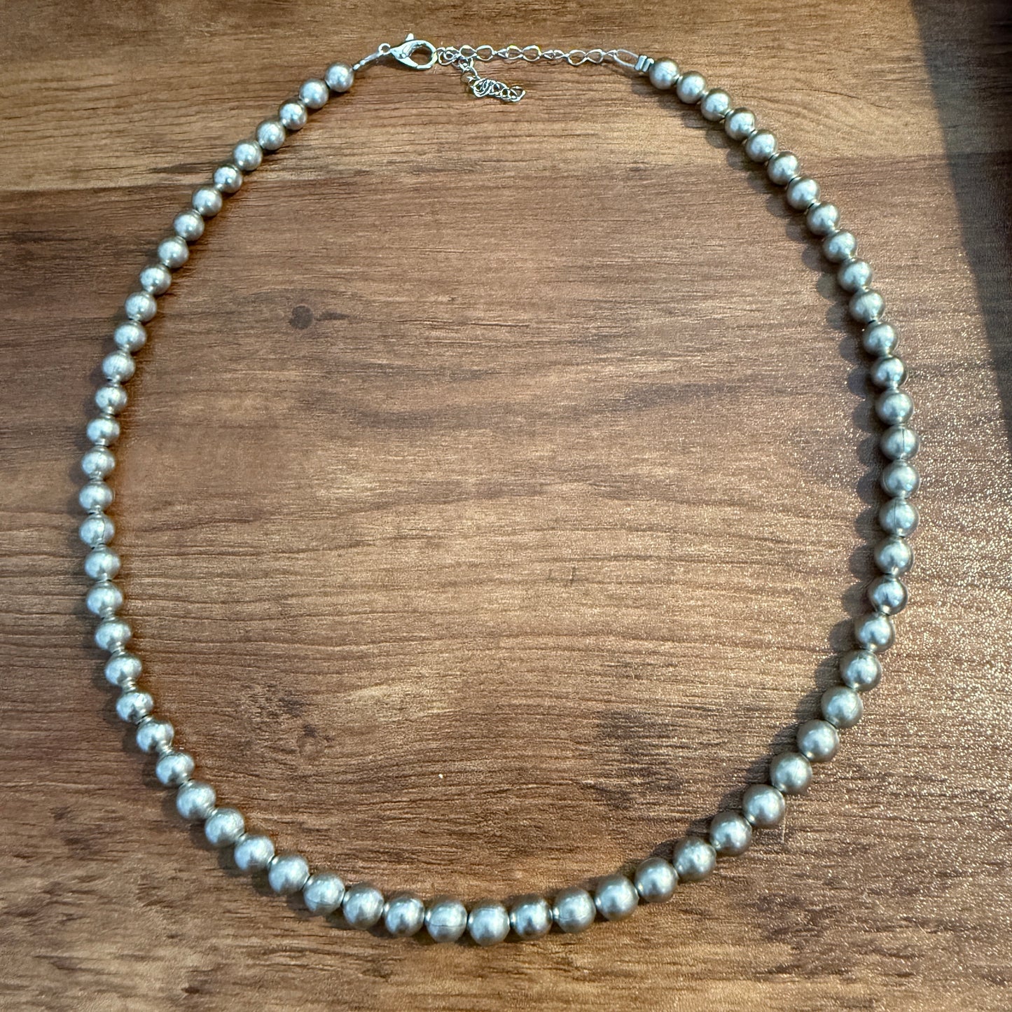 Handcrafted Western Chic, 16 Inch Silver Plated Beads Necklace with 3 Inch Extender